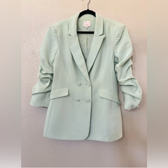 Women's Mint Green Double-Breasted Blazer - Picture 7 of 13